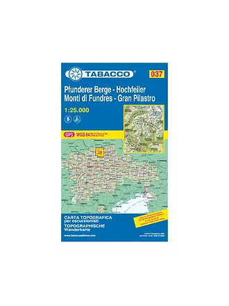 TABACCO | Wanderkarte Pfunderer Berge/Monti di Fundres, Hochfeiler/Gran Pilastro 1:25.000 | 